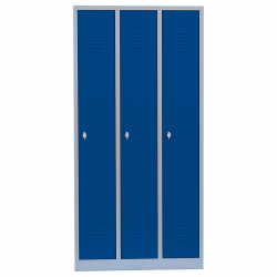 Stahl-Kleiderspind - Türen blau - Abteilbreite 40 cm - Gesamt 120 cm breit - 3 Abteile  mit Zylinderschloss und 2 Schlüssel - sofort lieferbar !